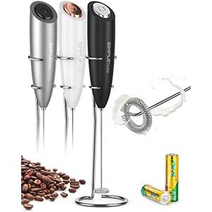 SIMPLETaste Milk Frother Handheld Battery Operated Electric Foam Maker, Drink Mixer with Stainless Steel Whisk and Stand for Cappuccino, Bulletproof Coffee, Latte