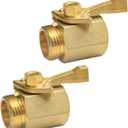 Brass Garden Hose Shut Off Valve Garden Hose Connector, 3/4 Inch, 2 Pack with 4 Hose Washers