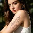 2 Sheets Waterproof Temporary Tattoo Last 7-15 Days, Scripture Pillar | Semi Permanent Tattoos30s Apply Realistic Body Stickers for Beach Parties Festival Daily Wear, Fake Tattoo for Women & Men