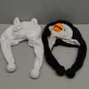2 Pack Animal Hat Penguin and White Pola Bear Plush Fun Animal Hats One Size Cap Polyester With Fleece Lining