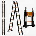 16.5FT A-Frame Aluminum Telescopic Extension Ladder, 330lbs Capacity Adjustable Retractable Extendable Compact Telescope Ladder with Non-Slip Feet for House Roof Travel Trailers RV