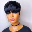 Pixie Cut Wig Human Hair Pixie Wigs for Black Women Short Pixie Cut Wigs Human Hair Wear and Go Glueless Wig Short Straight Full Machine Made Layered for Daily Use