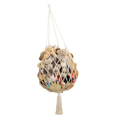 Amdermi Stuffed Animal Storage Hammock Corner Hanging Net Stuffy Animal Hammock Macrame Toy Display Plush Toy Holder for Kid Bedroom Decor Boho Nursery Playroom Organizer (Cream)