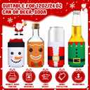 24 Pcs Christmas Beer Can Coolers Sleeves Bulk Collapsible Drink Insulator Sleeve Neoprene Xmas Santa Snowman Reindeer Beverage Coolies for Party Favors