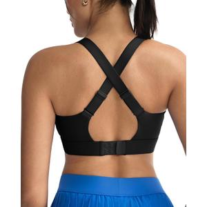 RUNNING GIRL Sports Bras for Women High Support, Adjustable Straps Hook Back Sports Bras for Women with Sewn in Pads (Black)