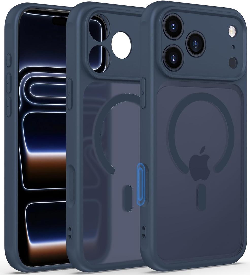 2 x for iPhone 17 Pro Max Case, Translucent, Camera Protection, Blue | Solid Matte Back Cover, MagSafe Compatible, All Around Shockproof, Slim & Comfortable Grip, Smooth & Anti-Fingerprint