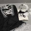 paloli Maid Cosplay Costume For Women, Classic Japanese Anime Dress With Lace Apron And Stocking Set. (Small/Medium, Black)