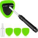 JUSTTOP Windshield Cleaner Tool, Car Interior&Exterior Window Cleaning Tool with Extendable Handle & 4 Reusable Microfiber Pads, Auto Glass Wiper Brush Kit for Cars (Green)