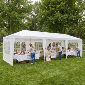 NicBex 10x30 Outdoor Canopy Tent, Waterproof Party Shelter with 5 Removable Sidewalls & Windows, Large Event Gazebo for Wedding, Backyard Gathering, White, 10x20-A