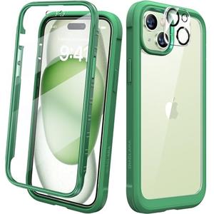 Diaclara Designed for iPhone 15 Plus Case 6.7'', [Compatible with MagSafe] Full Body Rugged Magnetic Case w/Built-in Screen Protector+ Glass Camera Lens Protector, Mint Green