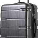 Coolife Medium Checked Luggage Hardside PC+ABS Suitcase with TSA Lock, Lightweight Rolling Carry On with Spinner Wheels (Charcoal, 24in)