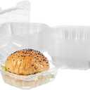Jaluxing 100 Count Clear Plastic Hinged Food Take Out To-Go Clamshell Containers, 6" W Disposable Takeout Tray for Dessert, Cakes, Cookies, Salads, Pasta, Sandwiches (Formerly FULING)
