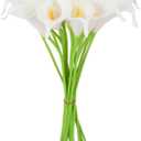Calla Lily Bridal Wedding Festival Decor Bouquet Real Touch Latex Flower Bouquet Pack of 20 (Yellow-White)