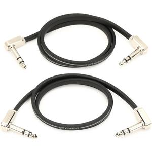 Ernie Ball Flat Ribbon Stereo Patch Cable 2-Pack, 24in Black (P06406)