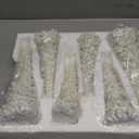 Pangda 6 Pcs Christmas Tree Figurines 11''/ 8.6''/ 7'' Champagne Gold Glittered Christmas Tree Resin Stone Xmas Holiday Figurines Xmas Desk Decor Centerpieces for Tabletop Decoration(White)