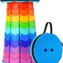 Doseno Upgraded Foldable Stool Thickened, Portable Collapsible Stool Retractable Stool for Fishing, Hiking Tours, BBQ, Parties, Outdoor Activities (Rainbow), 9.7 inches x 17.5 inches