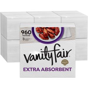 Vanity Fair Extra Absorbent Premium Paper Napkins, 960 Count, Disposable Napkins Made Soft and Strong for Messy Meals and Everyday Use