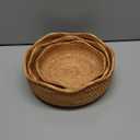 Natural Rattan Round Fruit Basket Bowls, Hand Woven Decor Serving Baskets, Wicker Storage for Dinning Room (Wave-Combo)