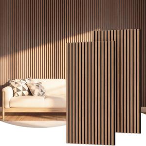 TONOR Wood Slatwall Panels, 2 Pack 47.2" x 23.6"/ 120 x60cm(15.5ft) Acoustic Wall Panels, Wood Slat Acoustic Panels for Noise Cancelling and Decoration, Living Room, Bedroom, Office, Walnut