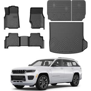 Mixsuper Floor Mats for 2022-2026 Jeep Grand Cherokee 5-Seater(WL Include 4xe, Not WK2 or WL75), All Weather 2 Row Floor Liners & Cargo Mat Accessories Black