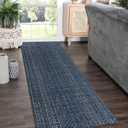 Seavish Hallway Runner Rug, Low Pile Washable Kitchen Runner Rug 2x6, Cotton Woven Reversible Entryway Rug, Dark Blue Farmhouse Throw Rug Runner for Living Room Bedroom Laundry Patio