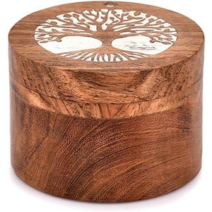 NIRMAN Condiment Pot Wooden Condiment Jar Spice Container Sugar Container Sugar Jar Condiment Used to Store Sugar, Spices, Coffee, Tea (3.5" x 3.5" x 2.5")