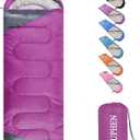 tuphen- Sleeping Bags for Adults Kids Boys Girls Backpacking Hiking Camping Microfiber Liner, Cold Warm Weather 4 Seasons Indoor Outdoor Use, Lightweight & Waterproof (3lb-Purple Grey)