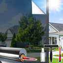 Window Privacy Film One Way Daytime Privacy Static Cling Sun Blocking Anti UV Reflective Window Tint for Home and Office, Black-Silver, 29.5 inch X 157.4 inch