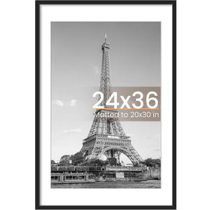 upsimples 24x36 Poster Frame, Display Pictures 20x30 with Mat or 24 x 36 Without, Wall Hanging Picture Frames, Black, 1 Pack