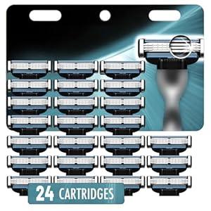 Mach 3 Razor Refills for Men, Razor Blade Refills for Men - 24PCS Compatible with mach 3 razor blades refills with Mach3 Razors, Dual Lubrication Blades for Extra Close & Comfortable Shave