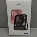 TOPK 2 Pack 5000mAh Portable Desk Fan, Ultra-Thin Rechargeable Battery Operated Fan with Digital Display, Quiet 4-Speed Small Personal Travel Fans for Office, Bedroom, Cruise, Outdoor (Black & Pink)