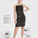 EXARUS Girls Sequin Spaghetti Strap Bodycon Dress Teen Sparkle Pencil Party Mini Special Occasion Birthday Velvet Dress (Black, 8Y)