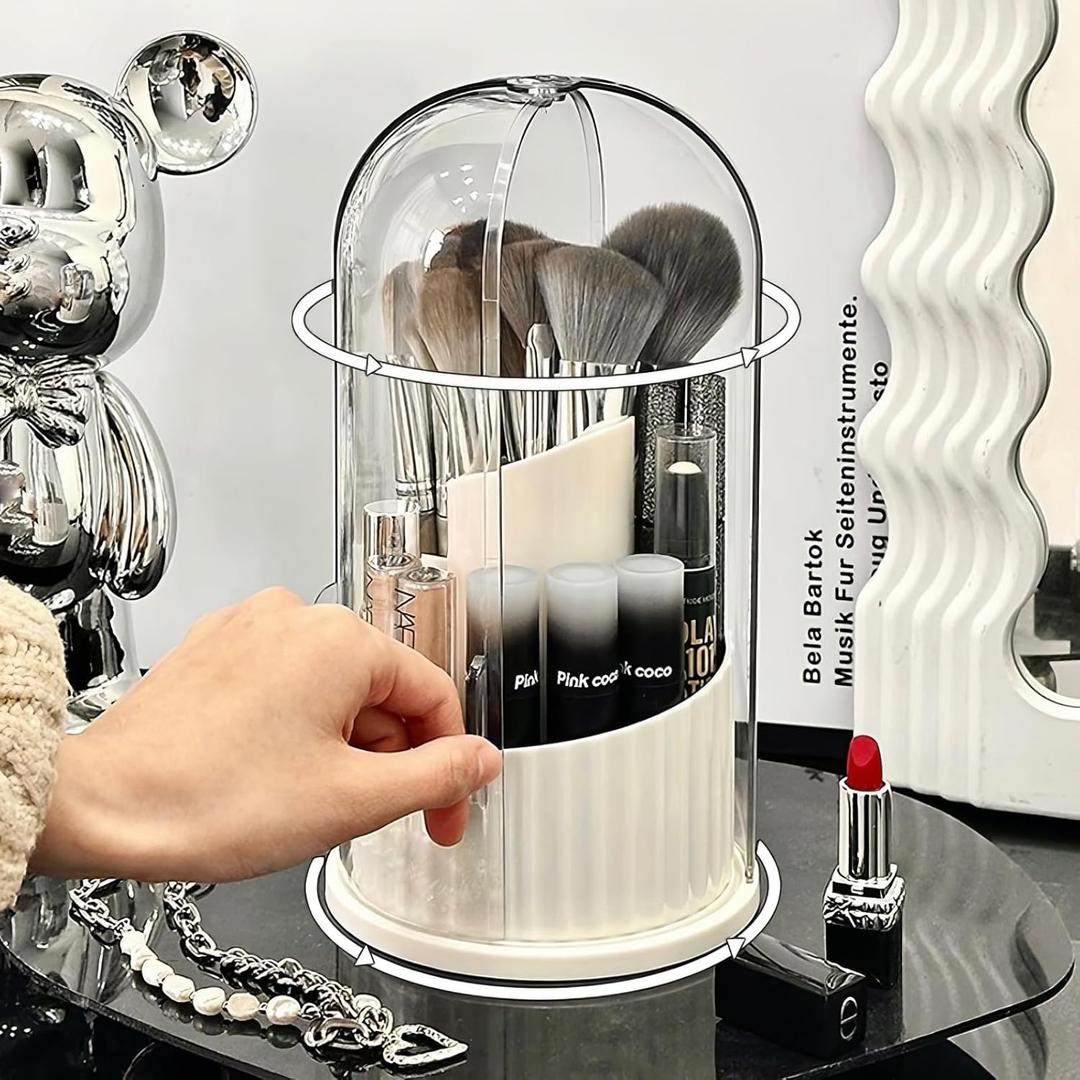 Makeup Brush Holder Organizer with Lid Makeup Brushes Organizer for Vanity Desktop Bathroom Countertop Cosmetic Display Cases (02)