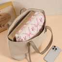 uekeboag Quilted Cotton Makeup Bag,Coquette Quilted Toiletry Bag for Women and Girls,Floral Coquette Pouch,Cute Kawaii Travel Cosmetic Bags(Pink Bow)
