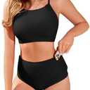 CharmLeaks Women's Bikini Sets High Neck Two Piece Swimsuits Sport Bathing Suits XL