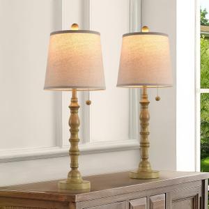 Terpsichore Lamps for Living Room Modern Farmhouse Table Lamp Bedside Reading Lamps Set of 2 Night Stands Bedroom Night Lamp,with Fabric Lamp Shade (Sepia, High 26.25 Inch)