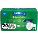 Medline FitRight Extended Wear Stretch Briefs, Overnight Adult Diapers with Tabs, Size 1 (Bag of 20)