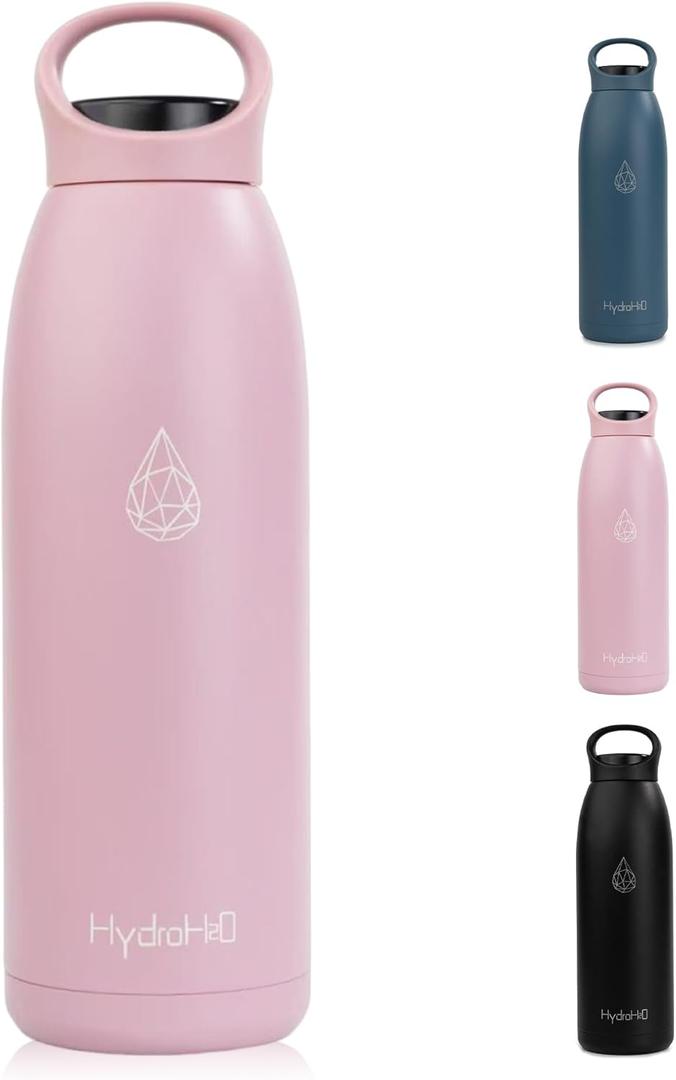 32 oz Insulated Stainless Steel Water Bottle, Double Wall Stainless Steel with Handle, BPA-Free, Keeps Cold 24H & Hot 12H, Durable Sports Thermos for Yoga, Hiking, Gym, Office, Pink
