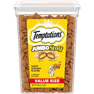 Temptations Jumbo Stuff Crunchy and Soft Cat Treats, Tasty Chicken Flavor, 14 oz. Tub