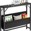 31.5'' Small Console Table with Charging Station and Storage, Entryway Table Narrow with Power Outlets and USB Ports, Skinny Sofa Table, for Living Room, Foyer, Entryway, Hallway, Black