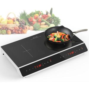 GIHETKUT Double Induction Cooktop, 4000W 2 burner Induction cooktop with LED Touch Screen 10 Levels Settings with Child Safety Lock & Timer 110V Electric burner with hot plate