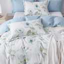 OAITE Duvet Cover Set King Size Floral Pattern 500 Thread Count Ultra Soft 100% Cotton Duvet Cover Sets 3-PC, Breathable Duvet Cover with Zipper Closure & Corner Ties