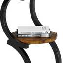 Small Side Table, 3Tier Round End Table for Living Room, SShaped Accent Table for Small Spaces Sofa Couch Bedroom, Vintage Nightstand Wood Metal Coffee Table with Storage Shelf, Rustic Brown