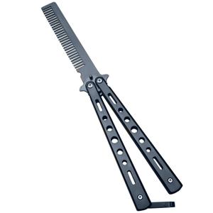 Generic New 1Pc Black Metal Practice Butterfly Comb Style Knife Trainer Tool
