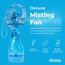 O2COOL Deluxe Handheld Battery Powered Water Misting Fan with Wrist Wrap (Aqua - Light Blue)