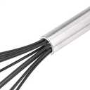 Amazon Basics Stainless Steel and Silicone Non-Stick Coated Whisk Set for Beating and Whisking, Dishwasher Safe, 8", 10", and 12", Pack of 3, Black