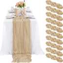 10 Pcs Beige Cheesecloth Table Runner 10FT, Gauze Table Runner for Wedding Reception Sheer Bridal Shower Birthday Party Boho Table Decoration, Rustic Romantic Wedding Runner