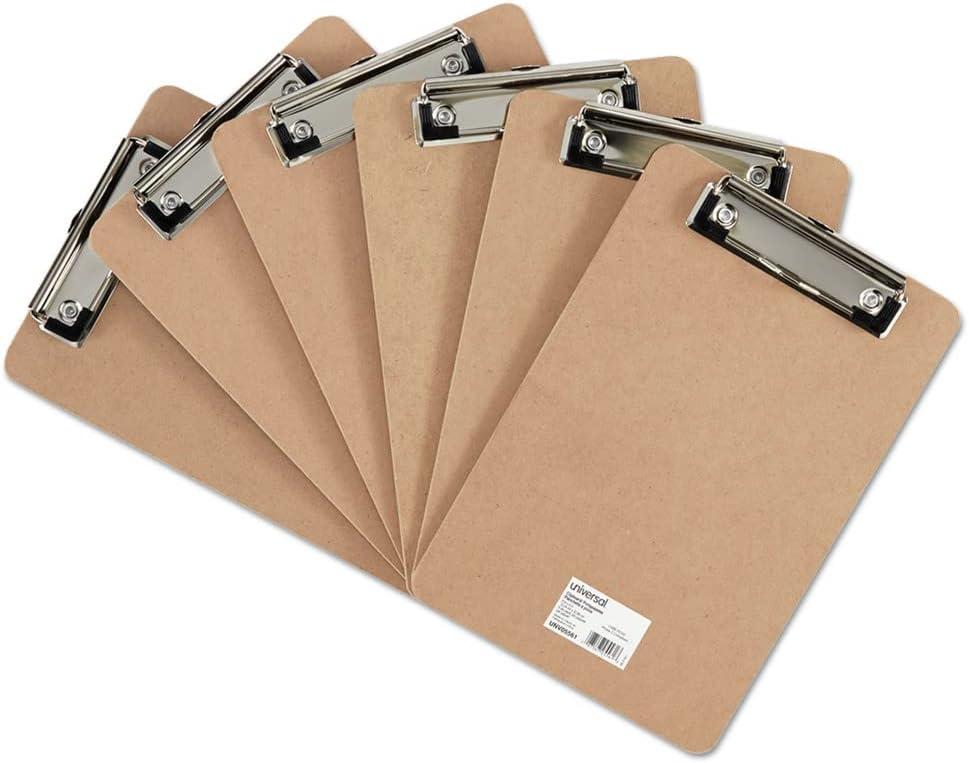 Universal UNV05561 1/2 in. Clip Capacity Hardboard Clipboard for 5 in. x 8 in. Sheets - Brown (6/Pack)