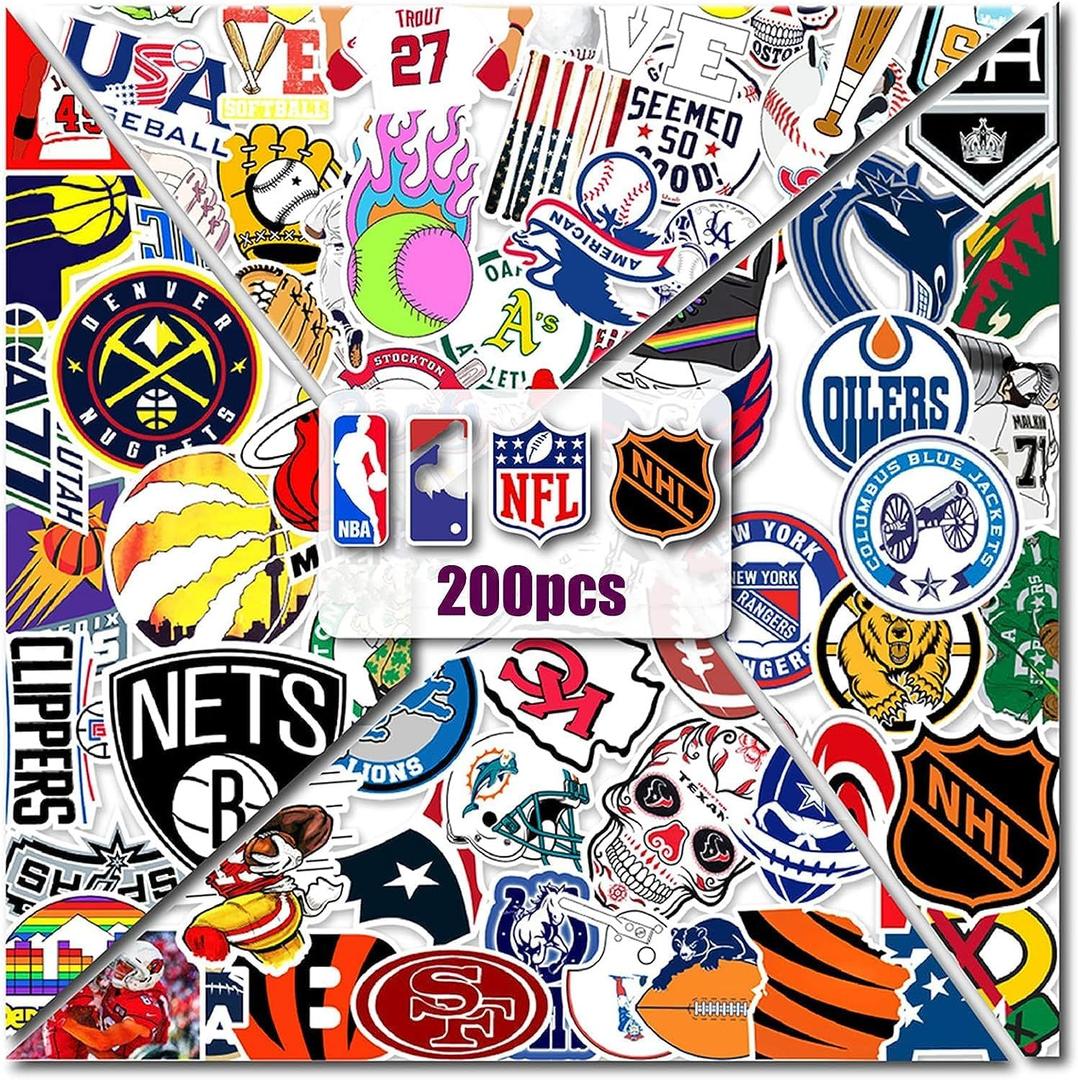 Sports Stickers for Teens 200 PCS Stickers Pack for Water Bottles Vinyl Sticker DIY Decoration for Adults Party Favor