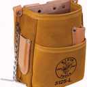 Klein Tools 5125L All Leather 5-Pocket Tool Pouch with Chain Tape Thong and Tunnel Belt Connection